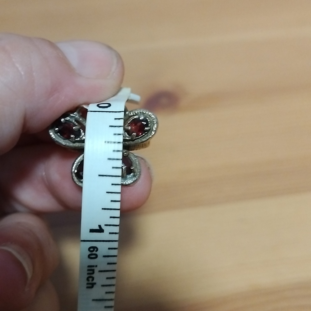 Vintage Butterfly With Garnets In Wings Handcrafted Sterling Silver Ring Signed - Picture 9 of 10